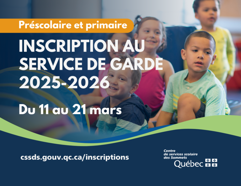 Période d’inscription au service de garde – 11 au 21 mars 2025